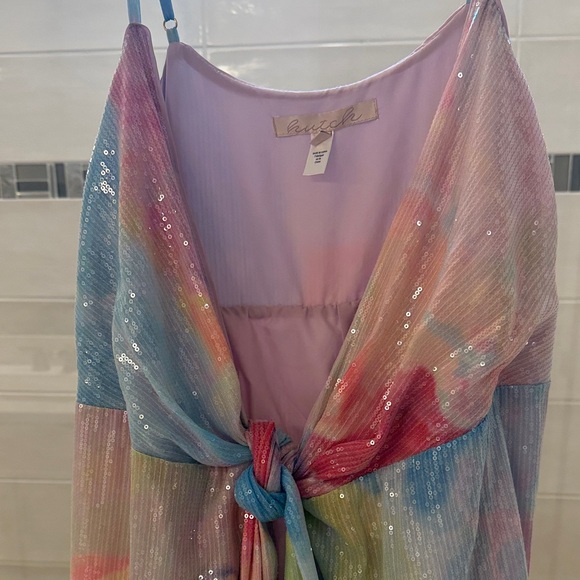 HUTCH BRAND Colorful Maxi Dress W/ Tie Front and Long Middle Slit Size S - Picture 3 of 8